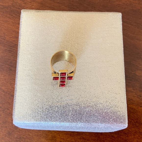 ALEX and ANI Crystal Cross Cocktail Ring - Picture 8 of 12